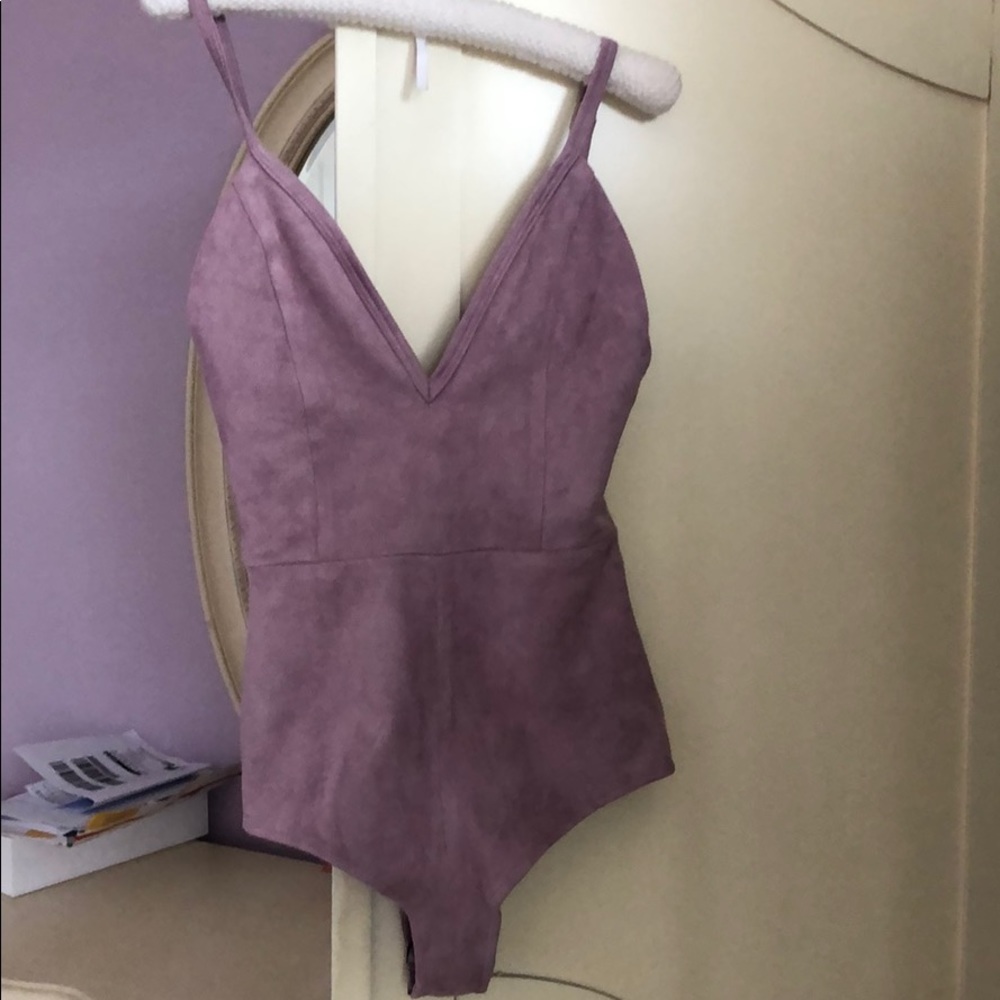 NWT Oh Polly Faux Suede Set (bodysuit and skirt)